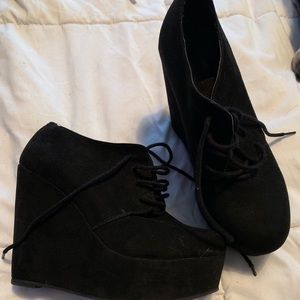 Lace up wedge booties